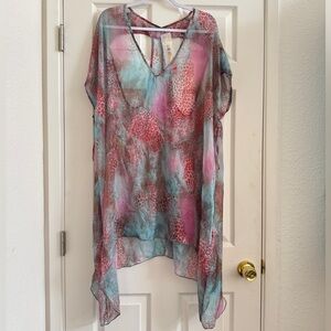New with tag: Monique Leshman Multicolor Sheer V-Neck Dress / Caftan